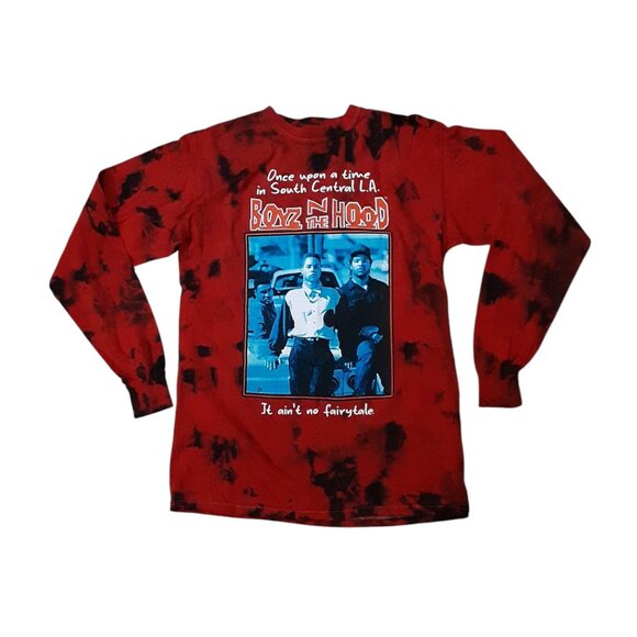 Boyz In The Hood Long Sleeve T-Shirt Size Small Red Tie Dye NWOT Ice Cube Rap - Picture 1 of 4